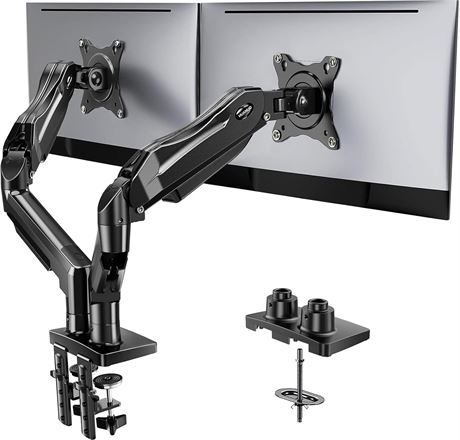 HUANUO Dual Monitor Stand with Gas Spring Desk Mount, VESA, 13-27" Screens