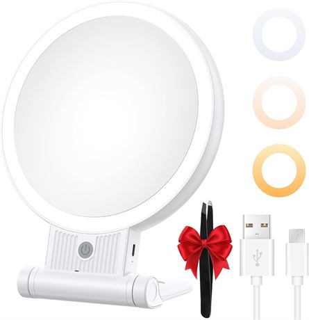 Tubbede 1X/30X Makeup Mirror with LED Lights, 2000mAh, 360° Rotation