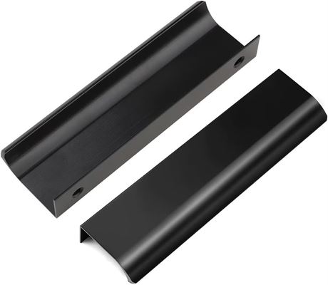 6 Pack Black Finger Pulls, 4-Inch Kitchen Cabinet Handles, Edge/Concealed