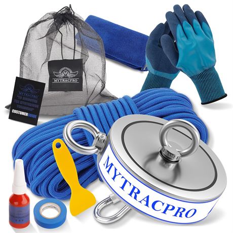 Mytracpro kit pêche magnétique 2600lbs, aimant néodyme double face, bleu
