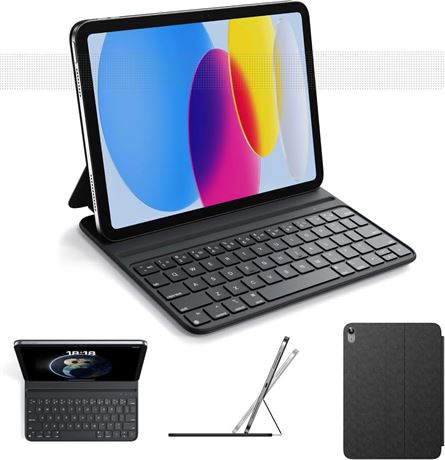 HOU Slim Bluetooth Keyboard Case for iPad 11th Gen A16 & 10th Gen Ink Black