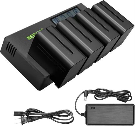 Neewer 4-Pack NP-F970 Batteries + 4-Channel Charger