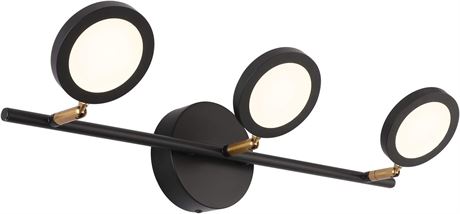 Joosenhouse Black Vanity Lights, 3-Lights LED, 21.26 Inches, 4000K