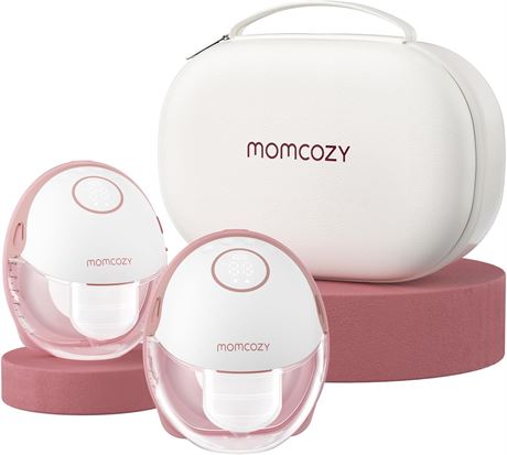Momcozy M6 Hands-Free Breast Pump, Portable, 3 Modes, 9 Levels, 24mm (Red)