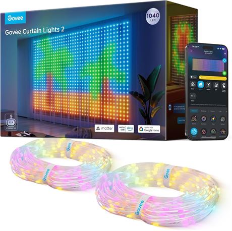 Govee Curtain Lights 2: RGBIC, 1040 LEDs, IP65, 9.8 6.6ft