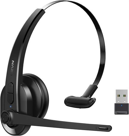 LEVN Bluetooth Headset with Mic AI Noise Cancel Single Ear for Work