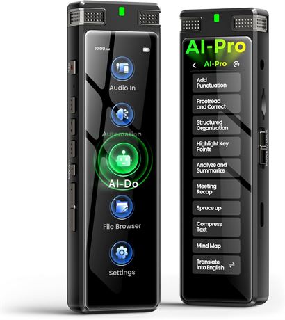 TIMMKOO 136GB AI Voice Recorder, Black
