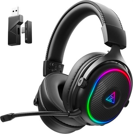 EKSA 2.4GHz Wireless Gaming Headset for PS5/PS4/PC, Detachable Mic, 52h