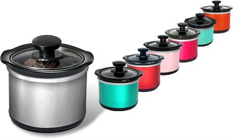 Cupsync Mini Slow Cooker 0.65 Qt Ceramic Pot for Sauces Stews Dips