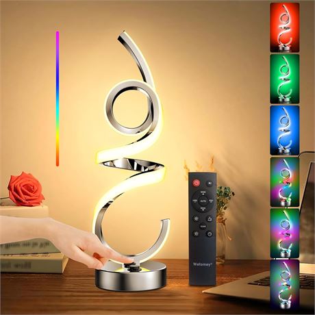 RGBWIC Spiral Table Lamp Color Changing Night Light Rechargeable LED with Remote