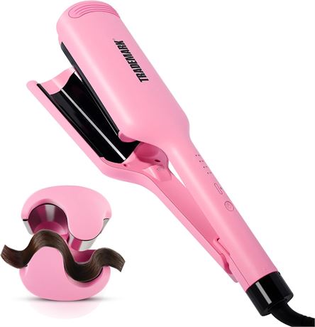 Trademark Beauty Babe Waves X 2 Barrel Curling Iron 1.25”, Quick Heat Pink