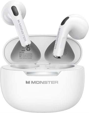 Monster N-Lite 208 Wireless Earbuds - Bluetooth Touch Control, 30H, Type-C