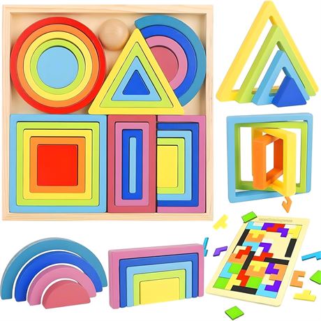 Puzzle Arc-en-Ciel Bois IKUKUER Montessori
