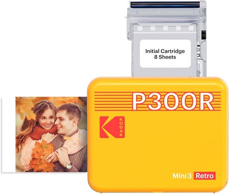 KODAK Mini 3 Retro 4PASS Portable Photo Printer 3x3 Yellow