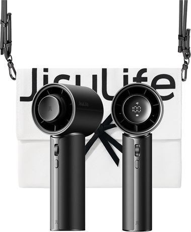 JISULIFE Handheld Fan - 30H Runtime, 100-Speed Turbo, PU Leather, Aroma Pod