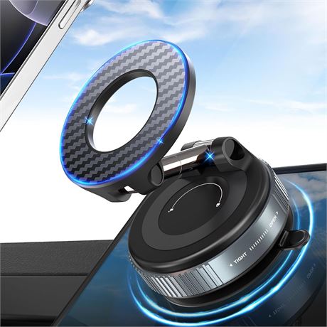 PlusAcc Vacuum Magnetic Car Phone Holder - 360  Rotating Suction Mount