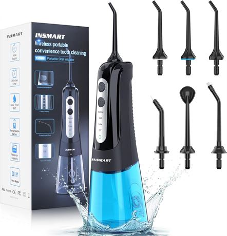 INSMART Cordless Water Flosser IPX7 Rechargeable 4 Modes