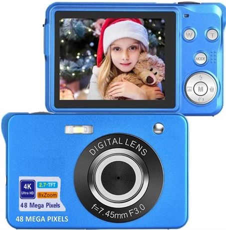Appareil Photo Numérique 2.7K 48MP Zoom 16x Bleu