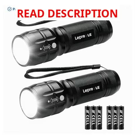 Lepro 2-Pack LED Flashlight High Lumens Mini Tactical Torch, Zoomable
