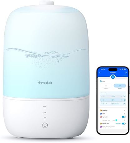 GoveeLife Smart Humidifiers 3L Top-Fill WiFi Night Light Alexa for Bedroom