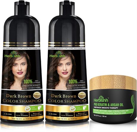 Herbishh Color Shampoo & Argan Mask Set, 500ml