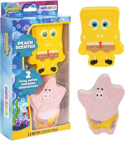 Spongebob Squarepants 2-Pack Peach Bath Bombs, Character Molded, Townley Girl