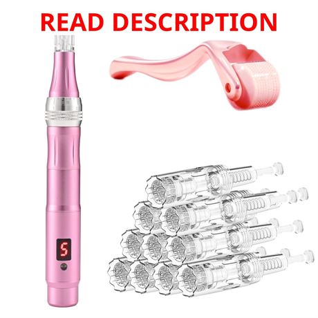 2-in-1 Derma Roller & RM Pen Titanium Facial Beauty Instrument,12 Parts,Rose