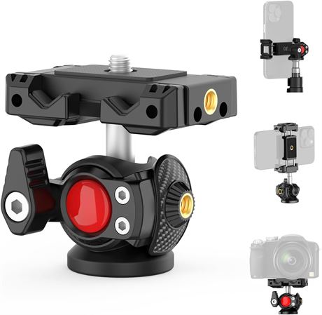 XXZU Phone Tripod Mount with Ball Head, 360  Rotating, 1/4-Screw, Max 4.4lbs