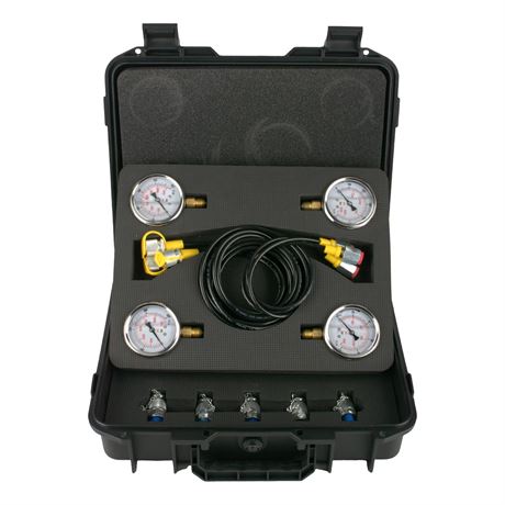 Hydraulic Pressure Test Kit with 4 Gauges & 12 Couplings for Excavator