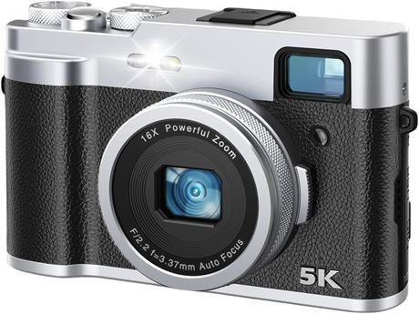 5K 48MP Digital Camera Autofocus 16X Zoom Vlogging Camera w/ Flash & 32GB Card