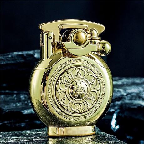 Vintage Lighter, Reusable Windproof Trench Lighter, Gift for Men (D-Golden)