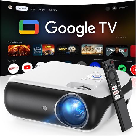 HAPPRUN Google TV Smart Projector 4K Support Dolby Audio WiFi BT