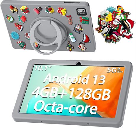 SGIN Tablette 10.1" Android 13, 4Go RAM 128Go ROM, IPS, Caméra, WiFi Gris