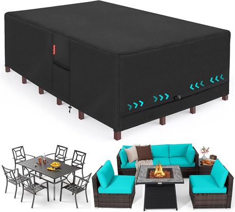 Patio Furniture Cover 45x45x28 Waterproof UV-Coated Dustproof Couch Cover Black