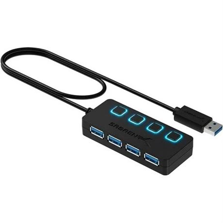 Hub USB 3.0 Sabrent 4 Ports Interrupteurs LED