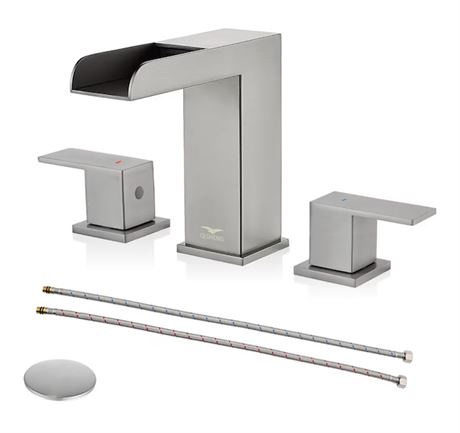 QISHENG Robinet bain noir mat 20,3 cm avec drain pop-up et 2 poign es