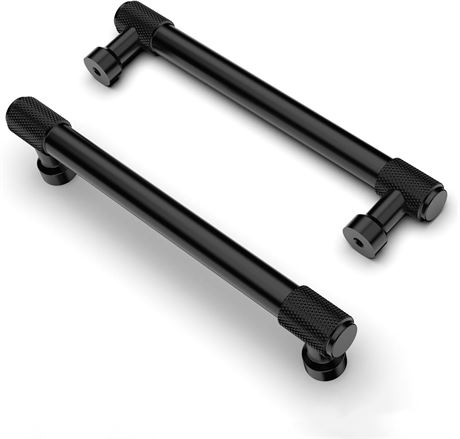 10 Pack 5 Inch Matte Black Knurled Cabinet Pulls for Dresser/Wardrobe