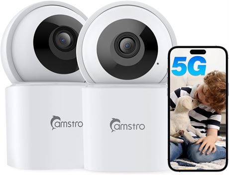 Caméra sécurité 3K intérieure, WiFi 360°, moniteur bébé/animaux, Alexa