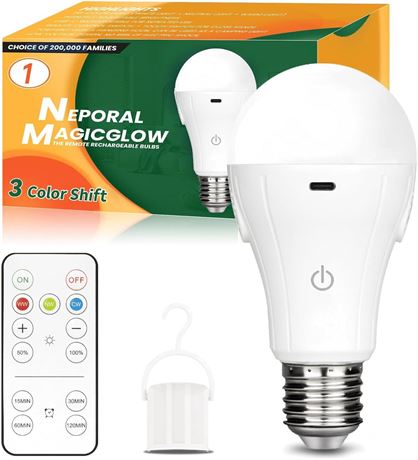 Neporal MagicGlow Rechargeable Ampoules with Remote 3 Colors 1800mAh