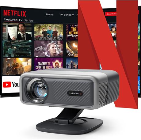 AuKing 1080P WiFi Bluetooth Projector, 480 ANSI, 400" Display