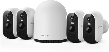 WUUK 2K Outdoor Security Cameras, 4-Cam Kit, 32GB Storage