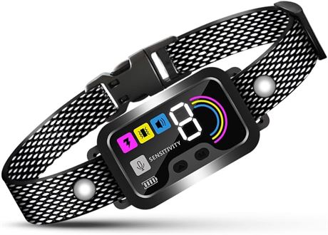 Collier anti-aboiement chien rechargeable auto 8 niveaux étanche