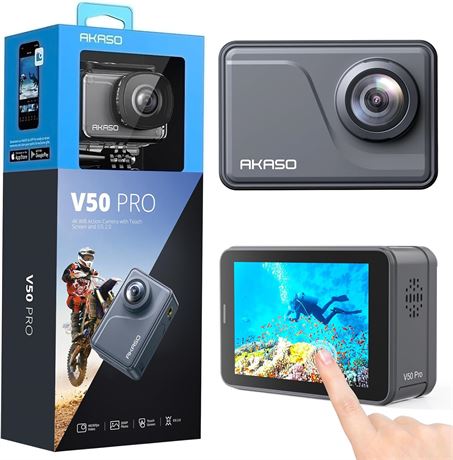 AKASO V50 Pro 4K30fps 20MP Action Camera with WiFi, EIS, Touch Screen