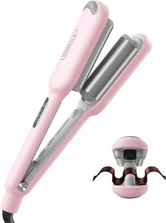 TYMO ROVY Hair Waver, 3-Barrel Ionic Curling Iron, 9-Heat, 1-inch, Pink