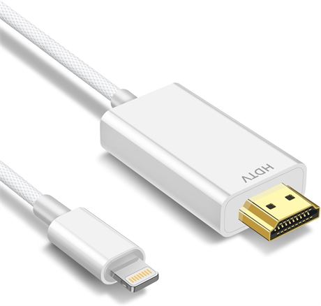 Câble MFi Certifié Lightning vers HDMI pour iPhone, 6.6 pieds