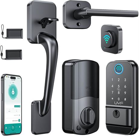 Smart WiFi Door Lock Set Fingerprint Keypad Handle Alexa Remote Control