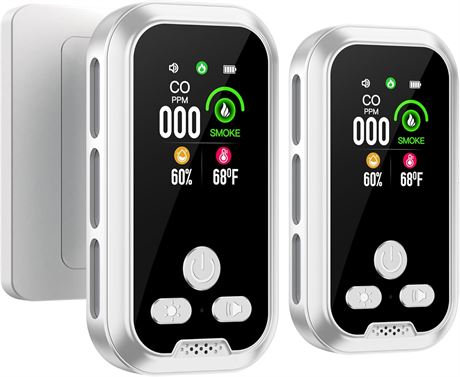 Détecteur combiné fumée + CO 4-en-1 prise murale pack de 2
