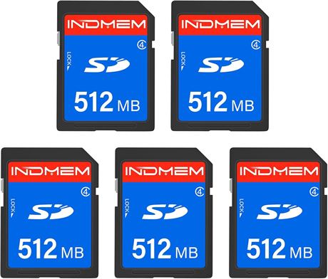 INDMEM Lot of 5 512MB MLC Flash Memory Cards Class 4 Standard Pack