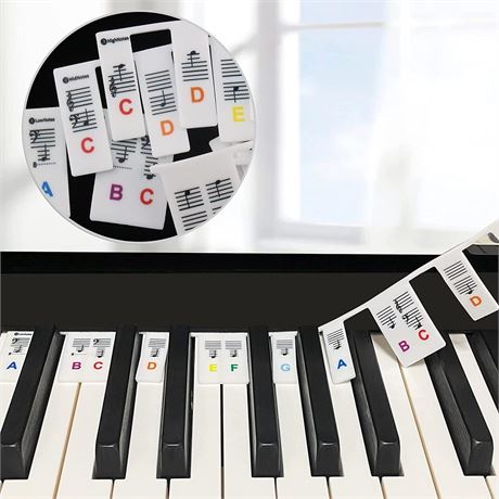 Removable Piano Notes Guide, Silicone Keyboard Labels for 88-Key Piano, Rainbow