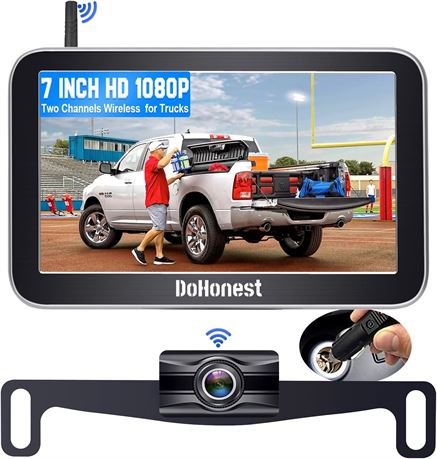 DoHonest Wireless Truck Backup Camera 7-Inch, HD 1080P, Night Vision V29
